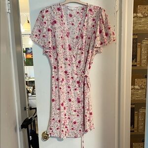 Floral Wrap Dress with Pink Bouquet Print